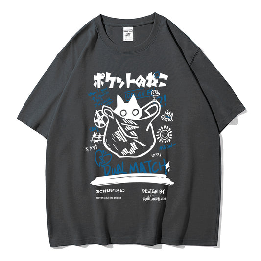 Camisetas de dibujos animados para mujer 2024 Verano Harajuku Kawaii Cat